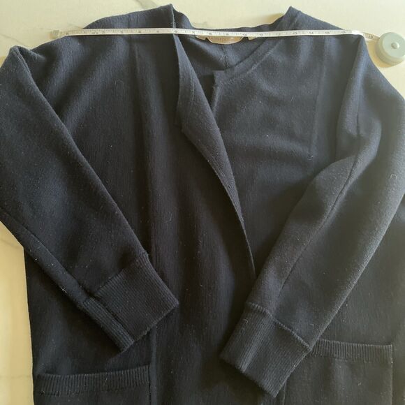 Athleta Wool Blend Open Front Sweater Cardigan Women Size XS Oversized Navy Blue - Picture 5 of 14